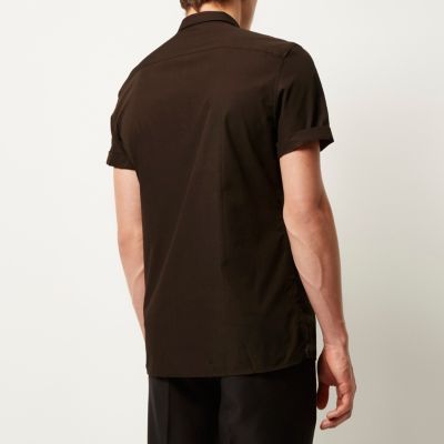 Brown short sleeve popper shirt